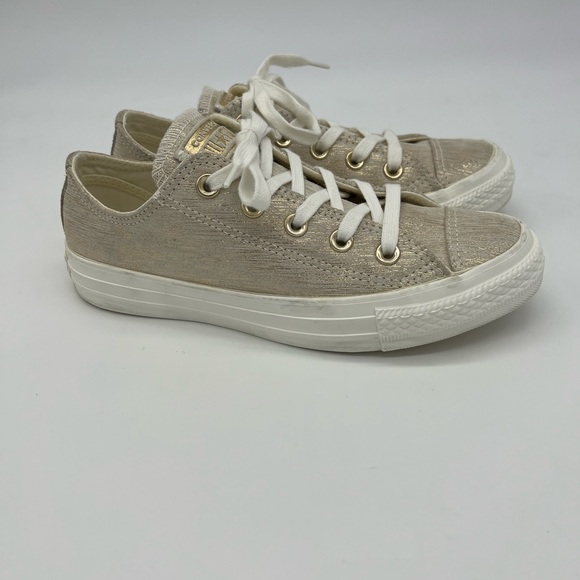 CONVERSE All Star Low Top Chic Gold Shimmer Canvas Sneakers Casual Sneakers - Picture 14 of 15